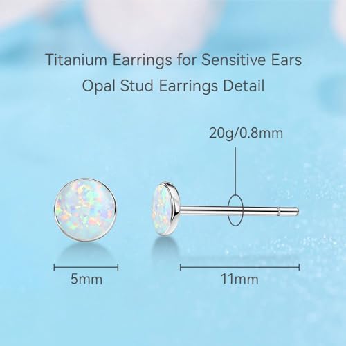 Limerencia G23 Pure Titanium Hypoallergenic Earrings | Minimalist Opal Stud Earrings | F136 Implant Grade | Suitable for Sensitive Ears Delicate Jewelry3