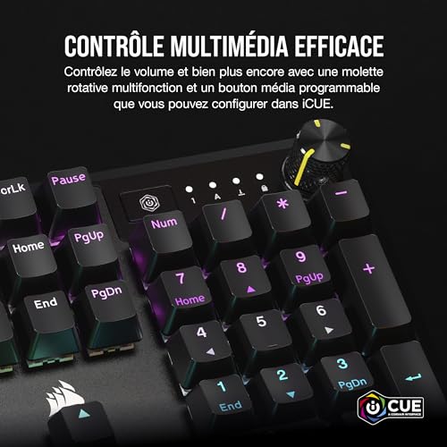 Corsair K70 Core RGB Clavier Mécanique de Jeu avec Repose Paume Touches Linéaires Pré lubrifiées MLX Amortissement du Son - vue 4