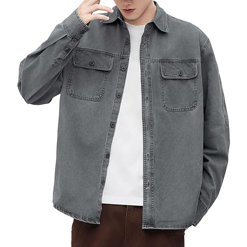Chemise cargo en coton pour homme coupe ajustée et col montant kaki