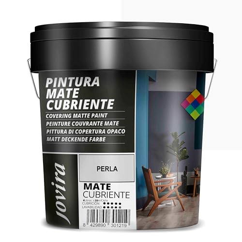 JOVIRA PINTURAS 6 kg | Pintura Mate Cubriente | Colores | Pintura interior-exterior con excelente poder cubriente. (4 Litros, Blanco) A-32B