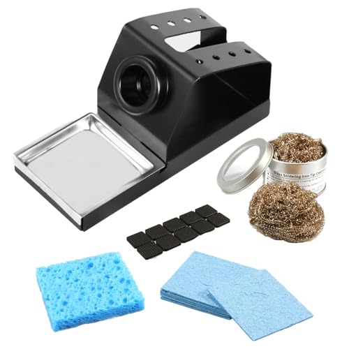 Tueascallk Electronic Soldering Station Iron Holder Set Equipped with Brass Wire and High-temperature Sponge Tip Cleaner
