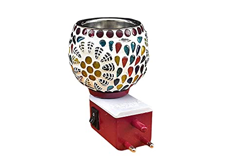 COPURE™ Electric Ceramic Kapoor Dani Stand Kapur Incense Burner Aroma Oil Diffuser Cum Night Lamp with Switch for Home Gift - Design 7
