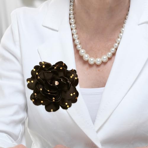 Image of CSIYANJRY99 Dainty Feather & Rose Flower Large Brooch Lapel Pins Delicate Elegant Handmade Flower Brooches Pin Classic for Wedding Party Dance Banquet for Women Dress Suit Ceremony Clothes Accessories Jewelry Valentine's Day Gifts