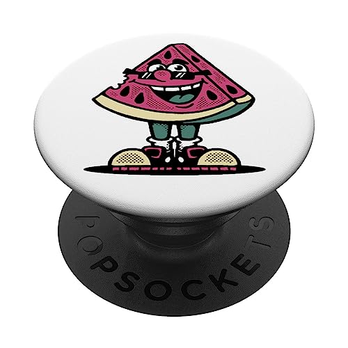 Watermelon Summer Fruit Melon Sunglasses Watermelon Mascot PopSockets Swappable PopGrip, Black