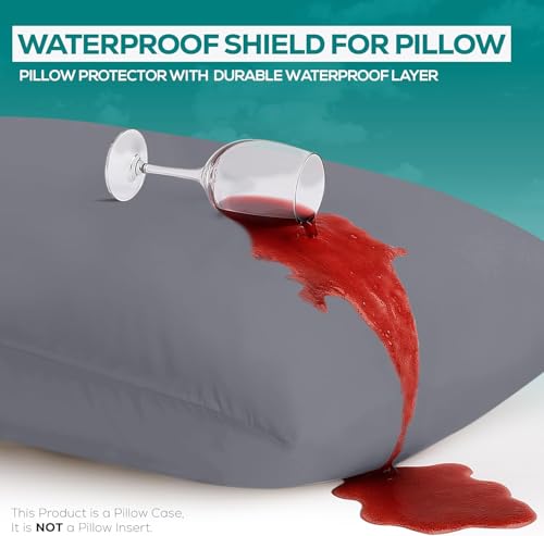 Image of Utopia Bedding Waterproof Throw Pillow Protectors (No Pillow Inserts) with Zipper 20 x 20 Inches (2 Pack, Grey), Outdoor Bed Couch Decorative Pillow Encasement Covers