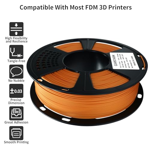 Image of GIANTARM 3D Printer Filament, Orange Pla Filament, 1Kg(2.2lbs) Spool, 1.75mm Dimension Accuracy + /- 0.03mm, 3D Printing Filament