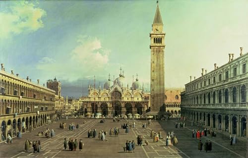 PSVDCTOO Famosa Cuadro en Lienzo Impresión Imagen Piazza San Marco Venezia di Antonio Canal para Oficina Decorativos 60x90cm