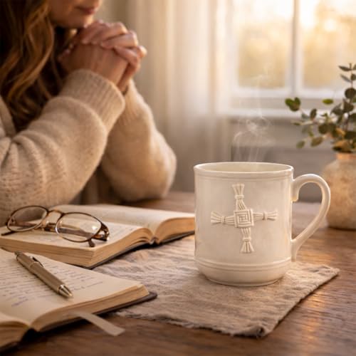 Taza Belleek Classic St. Brigid's Cross 355 ml porcelana miniatura 4
