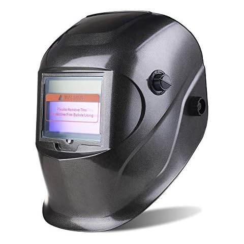 SHYOSUCCE Automatik Schweißhelm, Auto Darkening, Variable Abdunklung DIN 9-13, Solar Schweißmaske für MMA, MIG/MAG, Wig/TIG und Polieren, inkl. 5 Ersatzscheiben, Schwarz Cover