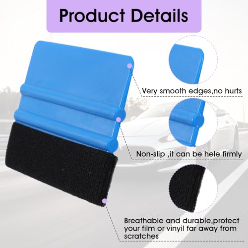 Oruola 4 Stück Kunststoff Filz Rakel mit Filzkante,10 x 7.4 cm Folienrakel Set,Rakel Set,Filzrakel für Autofolien,Wandtattoos,Folierungs Werkzeug zum Autofolien,Folienglättungsschaber,Mehrfarbig