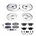 PowerStop Front and Rear Brake Kit For Audi Q3 2022-25 |Volkswagen Jetta 2019-20 |Tiguan 2018-24 - Drilled and Slotted Disc Rotors with Ceramic Brake Pads Replacement, K8168