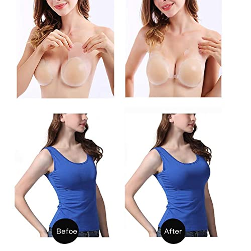 Unloshe Adhesive Bra Strapless Sticky Push Up Bra Reusable Silicone Invisible Lifting Bra, Backless Bra For Women (Skin Tone,D) #TOP6