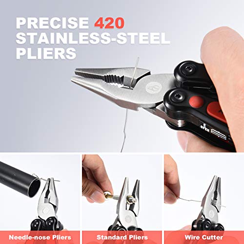 Bibury Multitools, 14 in 1 Multi-tool, Pliers with Can Opener, Scissors, Lightweight EDC Multi Tool in Pocket Size with Nylon Bag for Outdoor Activities, DIY, Camping - Black - Image 3