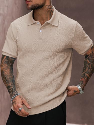 Image of GRECIILOOKS Textured Polo T-Shirt for Men | Premium Jacquard Collared Cotton Blend Polo | Smart Casual & Formal t Shirt for Men | Stylish t Shirt for Mens for Office, Party & Everyday