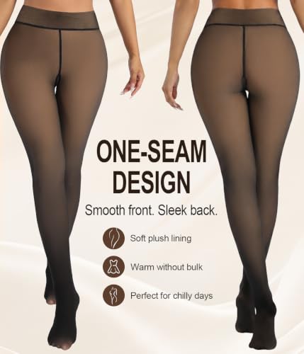 Image of MERYLURE Fleece Lined Tights Women Fake Translucent Warm Pantyhose