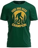 TeeUnion Hide and Seek Champion T-Shirt – Funny Bigfoot Graphic Sarcastic Tee for Men Forest Green