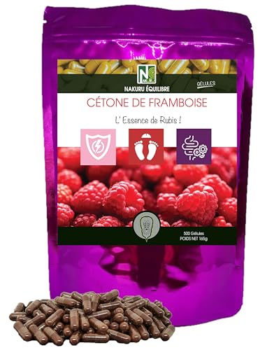 NAKURU - NAKURU | Cétone de Framboise | Gamme Équilibre | Fabriqué en France | "L'Essence de Rubis !" (500 Gélules de 330mg / Poids Net: 165g)