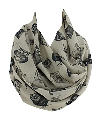 Etwoa's Funny Owls infinity Scarf Circle Scarf Loop Scarf