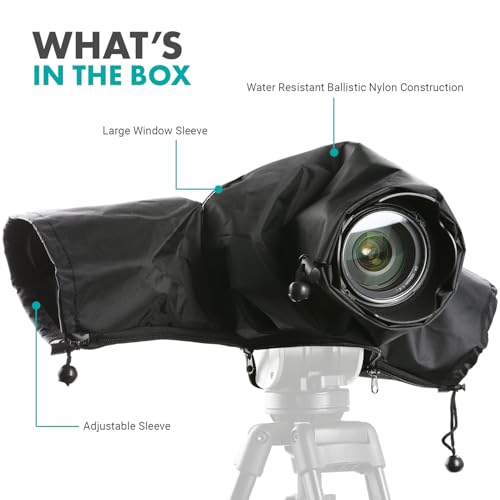 Movo CRC01 Waterproof Nylon Camera Rain Cover with Enclosed Hand Sleeves Compatible with Canon EOS, Nikon, Sony, Olympus, Pentax and Panasonic DSLR Cameras - Thumbnail 6