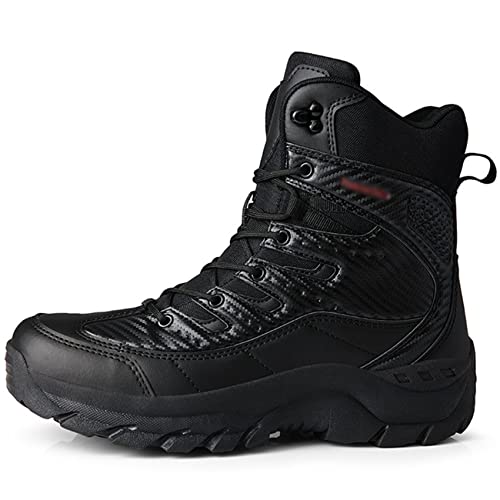 LUBOSCO Men's Military Tactical Boots Lightweight Combat Army Boots Leather Police Patrol...