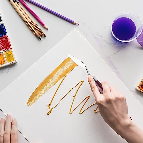 Fousenuk 5 Stücke Edelstahl Malmesser für Acrylfarben, Spachtel Acrylmalerei, Palettenmesser, Malspachtel Acryl, Palette Messer, Farbspachtel, Malzubehör zum Ölgemälde, Gouache, Aquarell, Felsmalerei