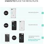 UGREEN Metal Plate for Magnetic Car Mount Cell Phone Magnet Holder with Strong Adhesive Sticker, 2 Round and 2 Rectangle Black
