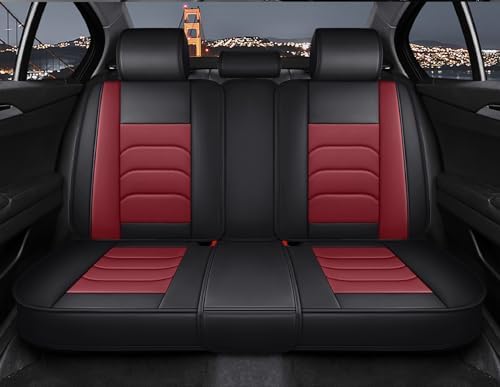 Qihtldsy Car Seat Covers Full Set, Universal Breathable Leather Automotive Seat Covers for Mazda CX-5 2025 Vehicles, Waterproof and Non-Slip 5 Seats Car Seat Cushion (Black/Red) - 1