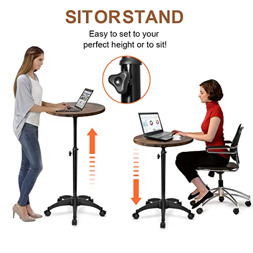 Johgee Height Adjustable Small Round Side Table, End Table Portable Desk With Wheels, Stand Multifunctional Mobile Laptop Computer Desk, Rolling Small Side Table For Kitchen, Dining Room, Living Room #TOP4