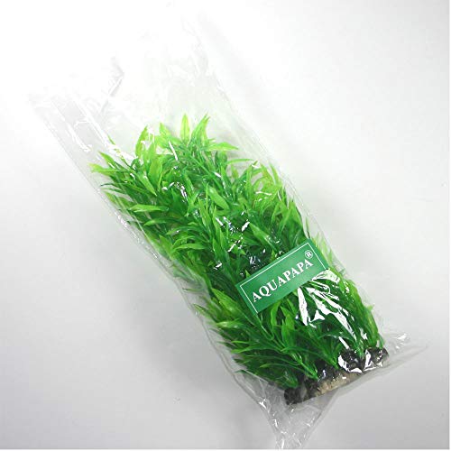 Aquapapa Aquarium Plants Fish Tank Decorations Ornament Plastic Artificial Plant (Green #3-9.5\" h)