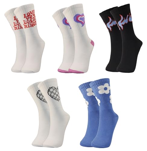 Image of TRAZO Women's Calf Length Designer Printed Multicolor, Multi-Purpose Socks | Socks for Women (Pack of 5)