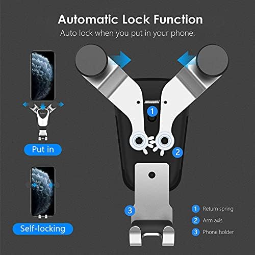 Autkors Car Phone Holder, Air Vent Car Phone Mount 360 Degrees Rotation Auto Lock Cell Phone Cradle Compatible for Mobile Phones from 4.7 to 6.7 inches.