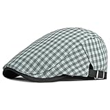 FULUJIDI Boinas Sombreros Boina Gorra Sombrero Hombres Mujeres Boina A Cuadros Gorra Plana Ajustable Gorra De Pintor Artista Gorra De Boina para Hombre 55-60Cm Ajustable Gris