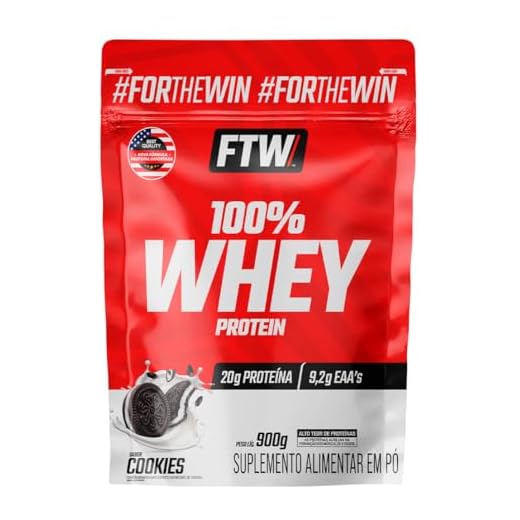 FTW Whey Protein 100% Concentrado - Suplemento Proteico para Atletas - Auxilia na Formação de Músculos para seus Treinos - Fonte de Proteína de Alto Valor Biológico - Sabor: Cookies - Refil 900g