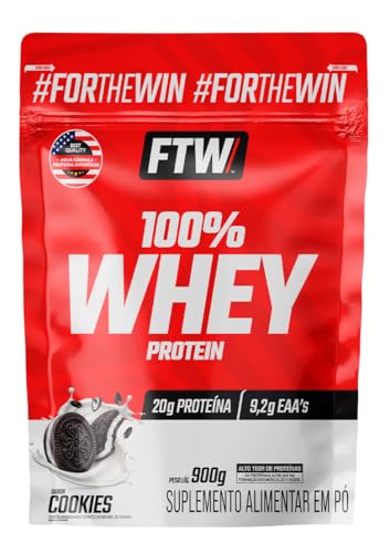 FTW Whey Protein 100% Concentrado - Suplemento Proteico para Atletas - Auxilia na Formação de Músculos para seus Treinos - Fonte de Proteína de Alto Valor Biológico - Sabor: Cookies - Refil 900g