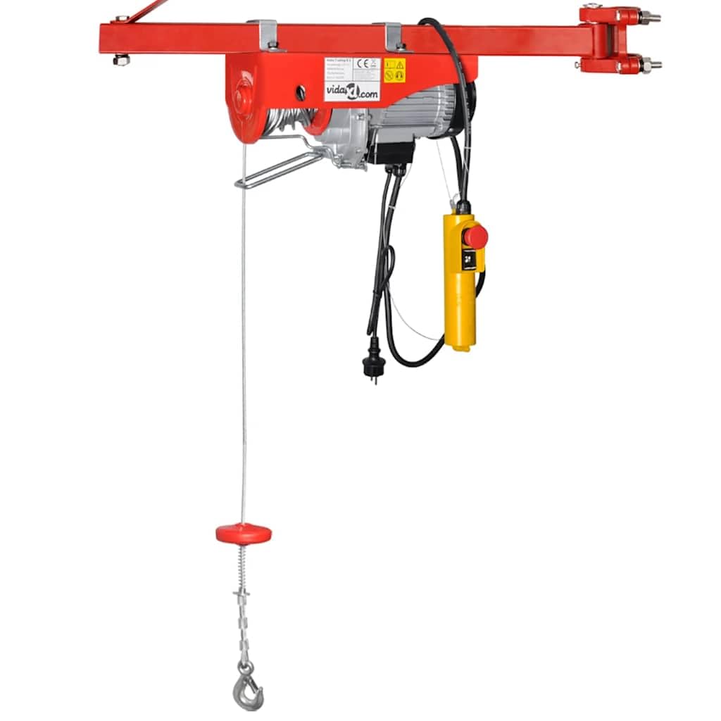 Sollevatore elettrico 500W 100kg 200kg con fune metallica, telecomando cablato, arresto di emergenza, freno automatico per officina, garage, magazzino e lavori di sollevamento