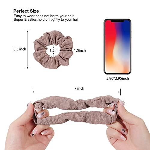Image of Ivyu Scrunchie, Big Cotton Scrunchies for Women's and Girls, Brown Service, 4 Count, for All Hair Types, No Crease or Damage