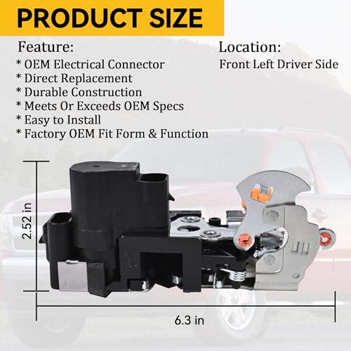 Image of EKLN Door Lock Latch Driver Side Door Latch Assembly Compatible with Cadillac Chevy Silverado Tahoe GMC Sierra Yukon Replace 931-318 931318 15110643 15053681 15068499