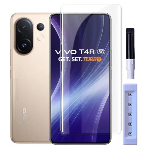 Image of FabeKee Premium HD+ UV Tempered Glass Screen Protector For Vivo T4 Pro 5G (6.77 Inch, Pack of 1) Full Adhesive UV Curved Screen Protector Case Friendly HD Clarity with installation kit & Guide