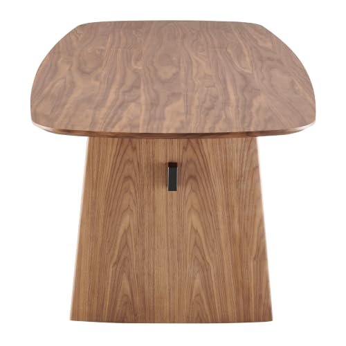 Image of Euro Style Folke 79 Inch Walnut Dining Table for 8 with Black Steel Crossbar