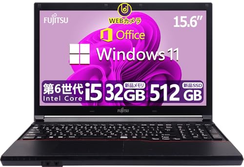 yςݕiz yeʃ32GB & WEBJ & SSD512GB & eL[zxm m[gp\R FMVV[Y 15.6^ 6Core i5-6200U/Windows11/Office/ݒsv/DVDhCu