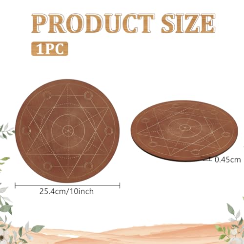 FINGERINSPIRE Wooden Crystal Grid Board 25.4cm Diameter Round Sacred Geometry Energetic Grids Board Metatron's Cube Crystal Grid Plate for Witchcraft Wiccan Altar Ritual Sacred Space Decor - Image 2