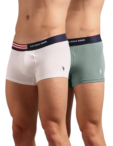 Image of U.S. Polo ASSN. Men's OET19 Striped Waistband Underwear Trunks - Pack of 2