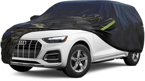 Image of KouKou Waterproof SUV Car Cover Suitable for Audi Q5 from 2008 to 2025, 7 Layers Windproof All Weather Waterproof Outdoor Cover Sun Rain UV Dust Snow Protection. Black