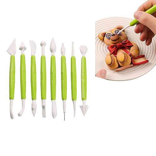 Growtail 8Pcs Fondant Tool Sugar Craft Fondant Cake Sculpting Cutter Gum Paste for Cake Decorating (Randomly Color)