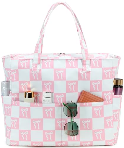 Image of LEDAOU Large Beach Bag Women Waterproof Sandproof Zipper Beach Tote Pool Bag for Swim Gym Grocery Travel with Wet Pocket