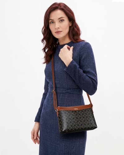 Image of Apery Elegant Printed Sling Bag | Two-Tone Faux Leather Shoulder Purse with Adjustable Strap