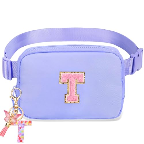 Image of Belt Bag for Girls Gifts - Birthday Gifts for Teenager, Personalized Gifts for Mom Freind Sister Teacher, Graduation GiftsInitial Crossbody Bag Belt Bag for Women Lavender Purple T