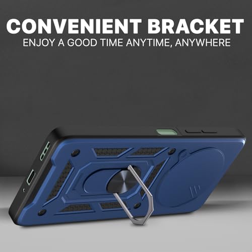Image of Pikkme D10 Tough Armor Bumper Case | 360 Protection Case | Sliding Camera Shield Cover & Ring Holder Stand Back Cover for Oppo F27 5G (Blue)