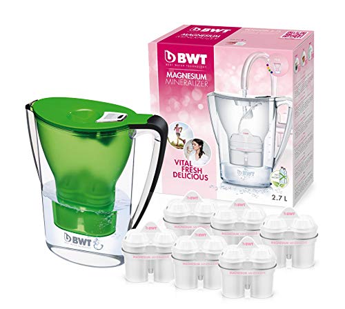 BWT Penguin Electrónica  Jarra filtradora de agua con magnesio + Pack 6 filtros jarra de agua, 2,7 L Verde