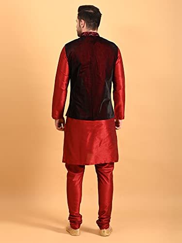 Image of Uri and MacKenzie Men's Silk Blend Kurta Pajama with Designer Ethnic Nehru Jacket /Modi Jacket